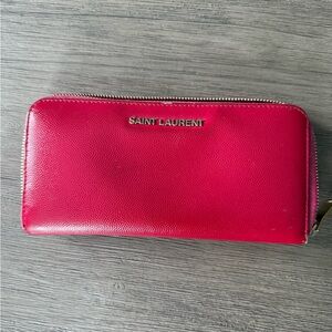 Saint Laurent Fuchsia Leather Wallet